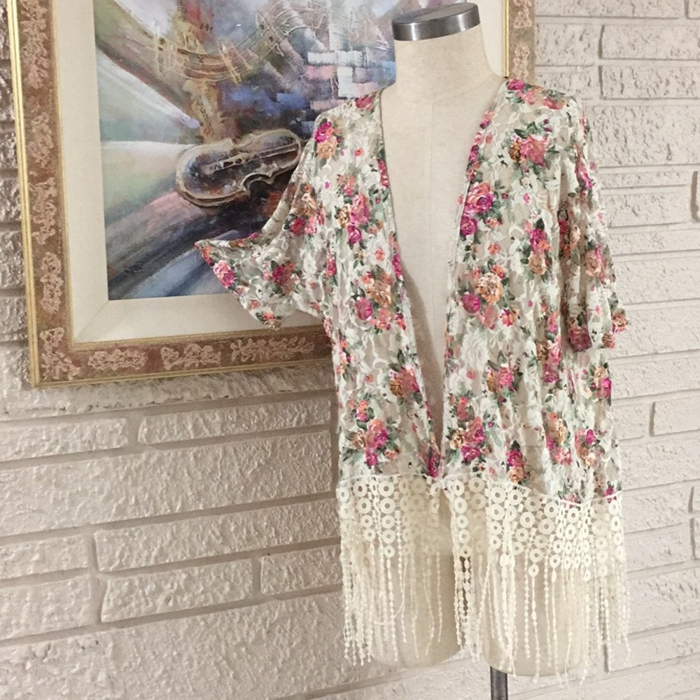 🌹Sweet Rain Floral Stretch Lace Fringe Cardigan